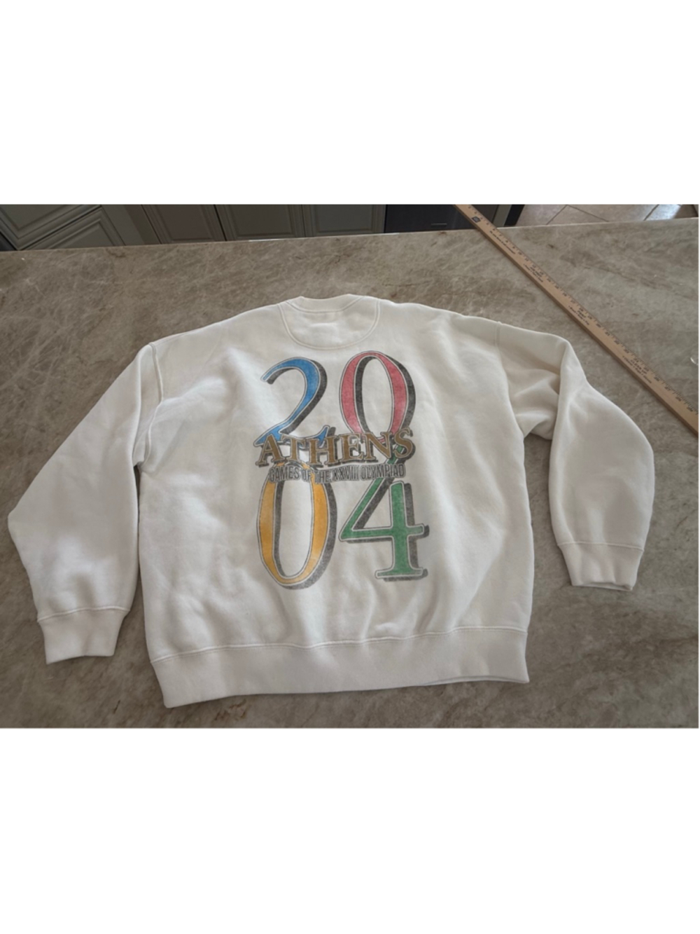 Men's HERITAGE White Athens 2004 Olympics Sweatshirt XL, super soft no damage - Picture 7 of 9